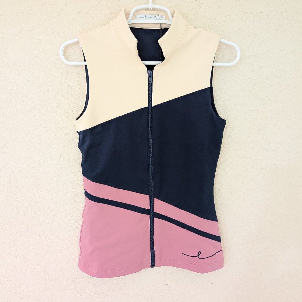 By Egris Colorblock Vest Athletic Fitted Zipper Top Size Small NWT